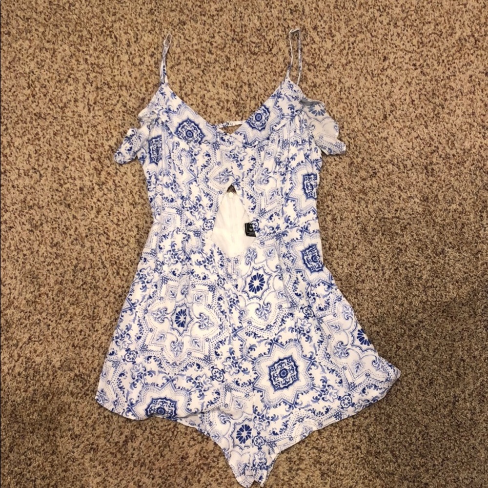 Blue and White Romper
